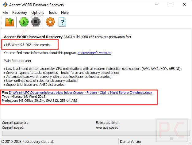 Accent Word Password Recovery Screenshot Coupon Accent Word Password Recovery Screenshot Coupon