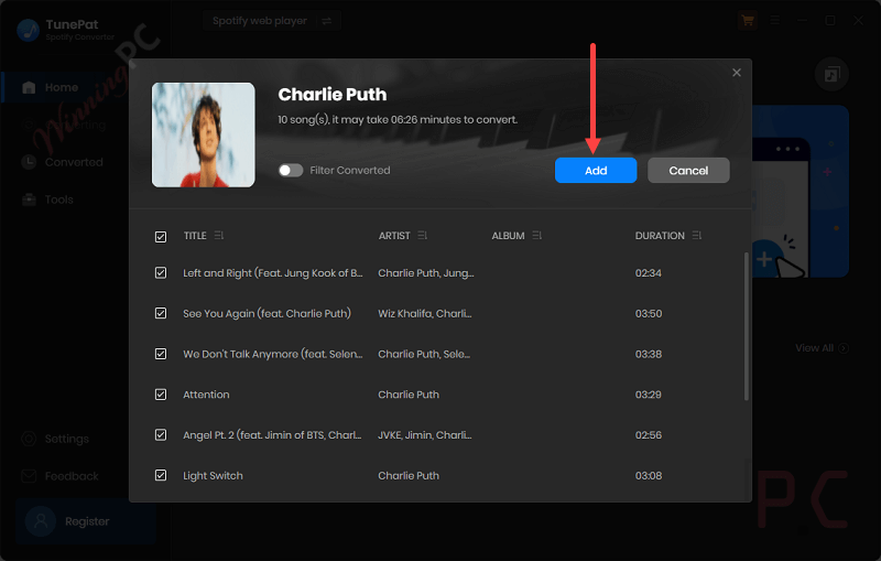 Add List Tunepat Spotify Converter Add List Tunepat Spotify Converter