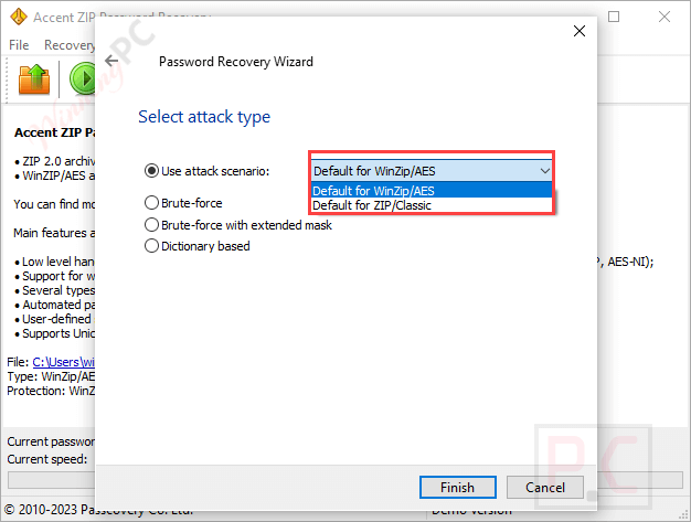 Attack Scenario Accent Zip Password Recovery