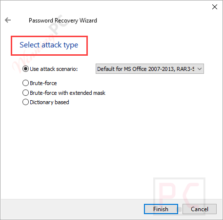 Attack Type Passcovery Suite Attack Type Passcovery Suite
