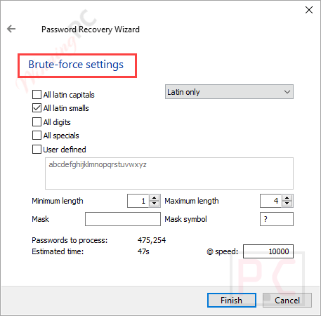 Brute Force Settings Passcovery Suite Brute Force Settings Passcovery Suite