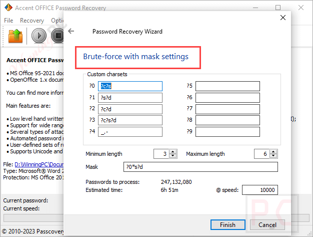 Brute Force With Mask Setting Accent Office Password Recovery Brute Force With Mask Setting Accent Office Password Recovery