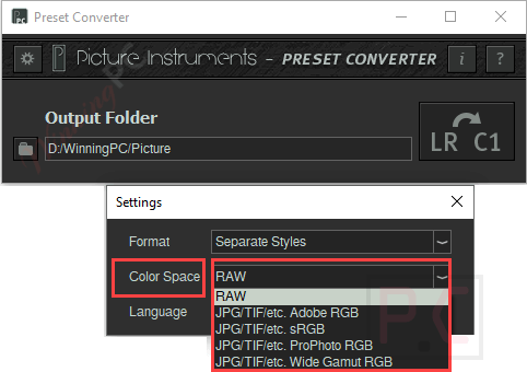 Color Space Preset Converter Color Space Preset Converter