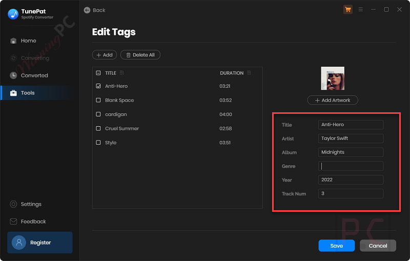 Edit Tags Tunepat Spotify Converter Edit Tags Tunepat Spotify Converter