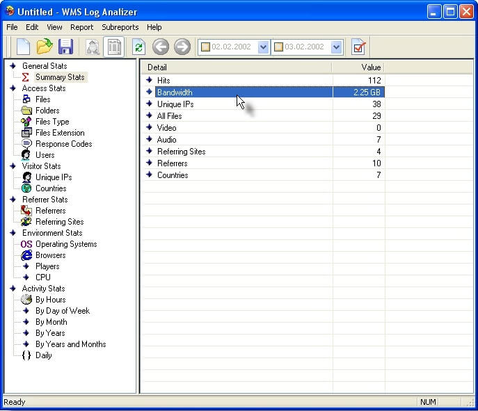 Exacttrend Wms Log Analyzer Summary Stats Exacttrend Wms Log Analyzer Screenshot
