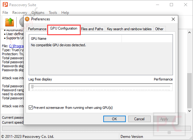 Gpu Configuration Passcovery Suite Gpu Configuration Passcovery Suite