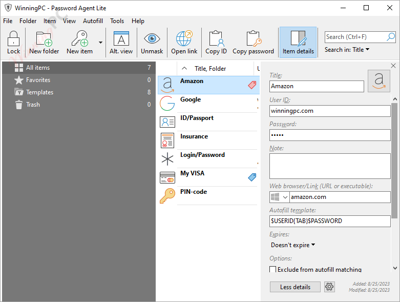 Password Agent Edit Item Password Agent Edit Item