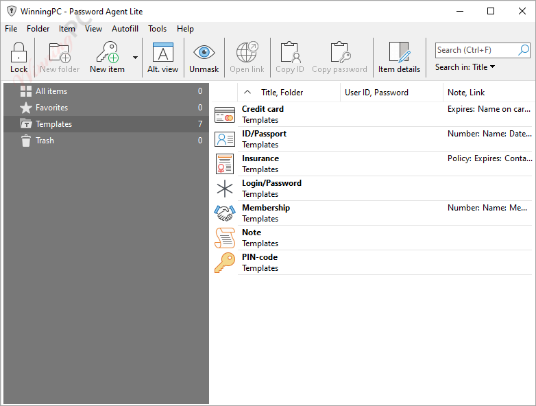 Password Agent Templates Password Agent Templates