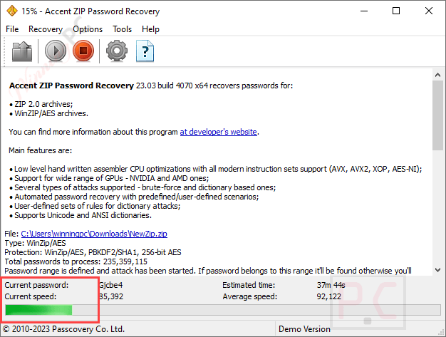 Speed Accent Zip Password Recovery