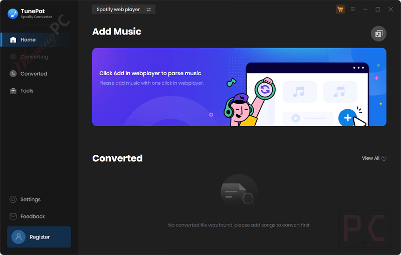 Tunepat Spotify Converter Home Screenshot Tunepat Spotify Converter Home Screenshot