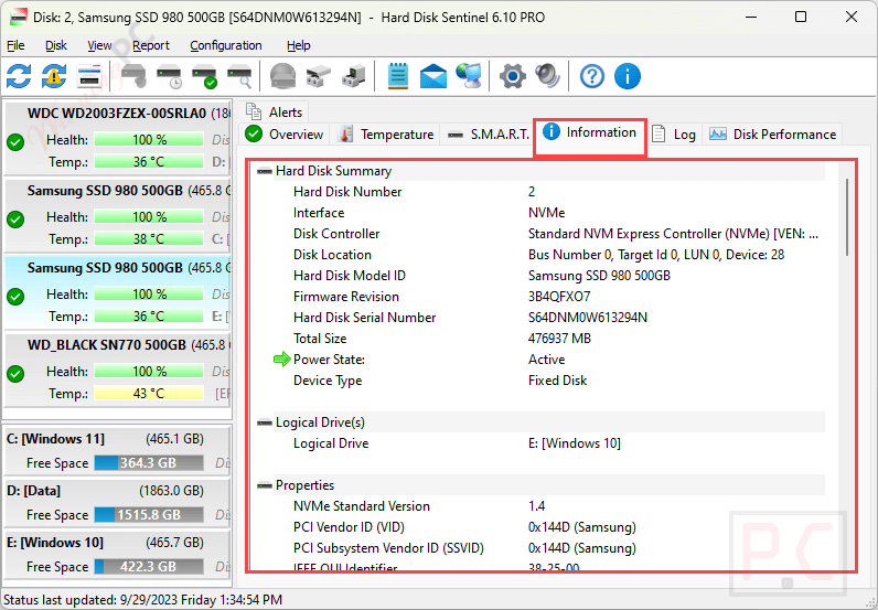 Hard Dik Information Hard Disk Sentinel Professional