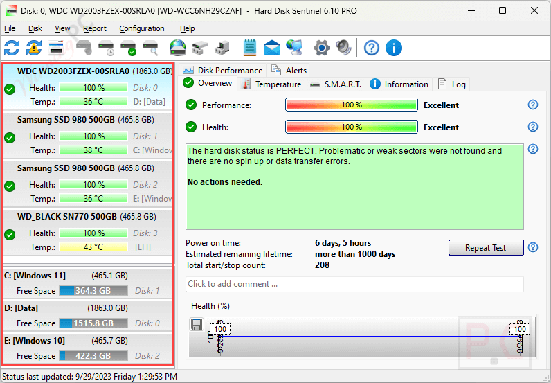Hard Disk Sentinel Professional Storage Drives