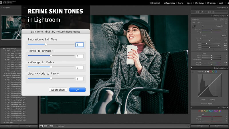 Lightroom Plugin Skin Tone Adjust Main Screenshot Lightroom Plugin – Skin Tone Adjust Screenshot