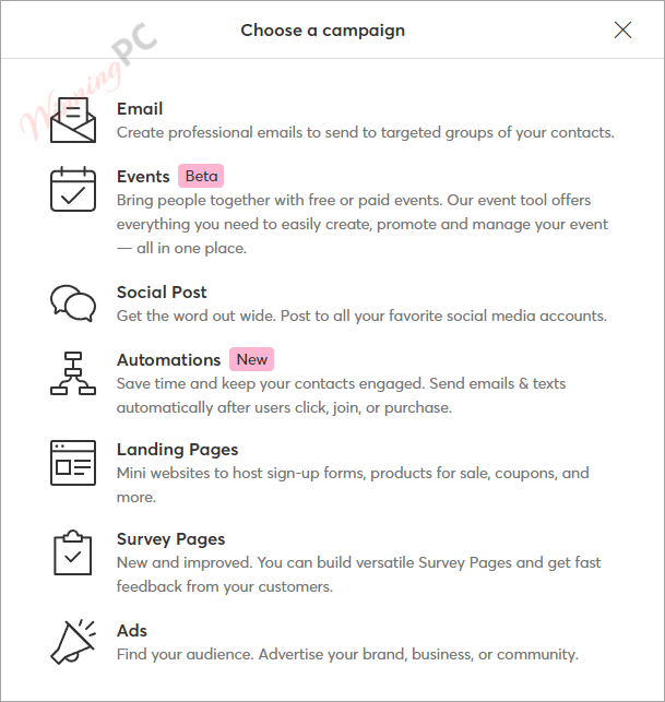 Constant Contact Campaigns Constant Contact - Select A Campaign