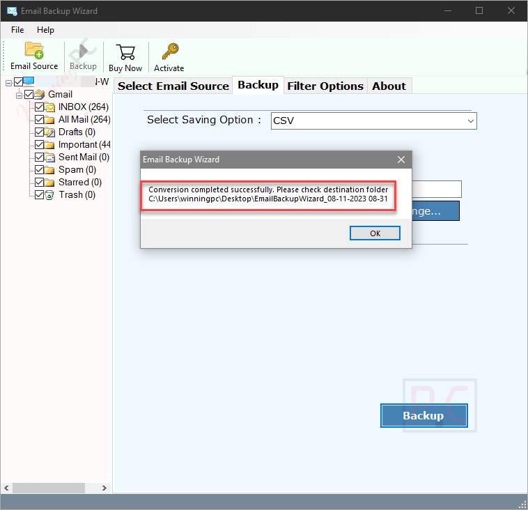 Email Backup Wizard Conversion Completed Successfully Email Backup Wizard Conversion Completed Successfully