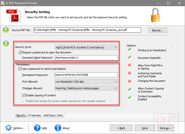 Permissions A Pdf Password Security