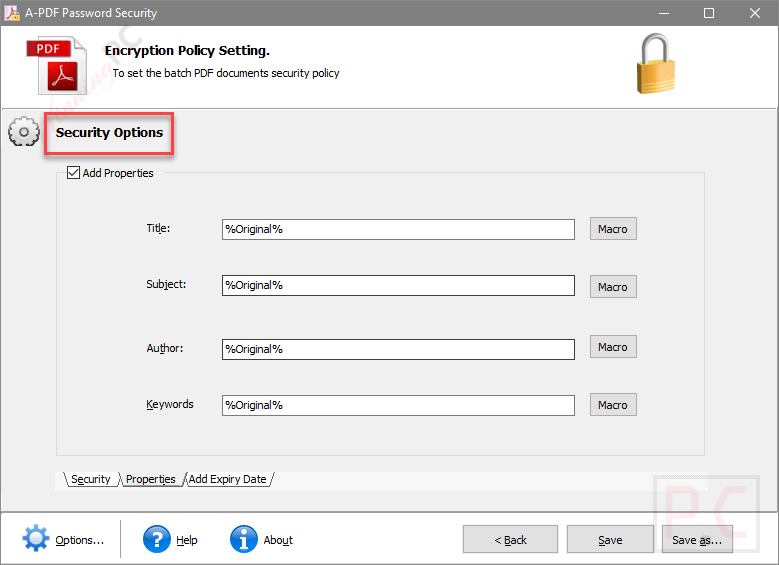 Security Options A Pdf Password Security
