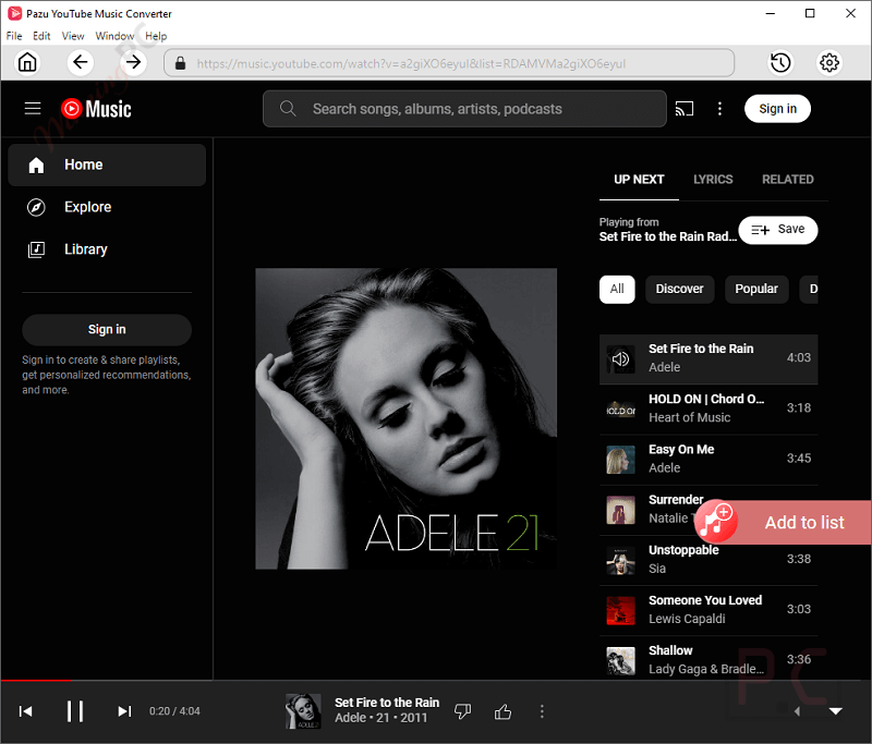 Pazu Youtube Music Converter Add To List Pazu Youtube Music Converter Add To List
