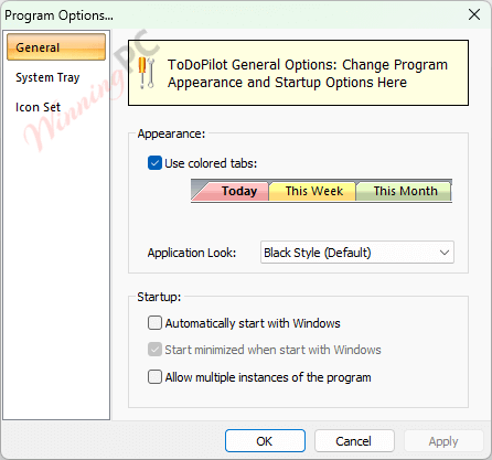 Todopilot 2025 Options Screenshot