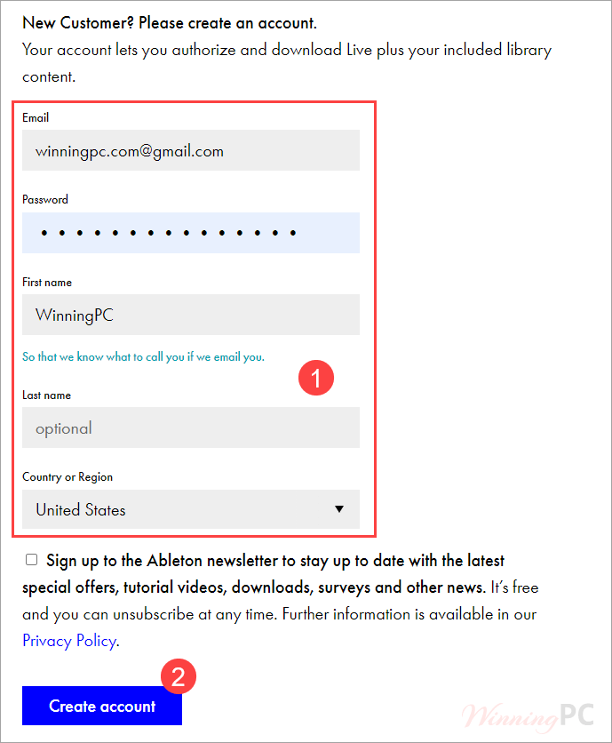 Ableton Live Create A New Account Ableton Live Create A New Account