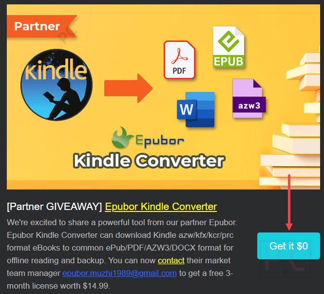 Epubor Kindle Converter Giveaway Page