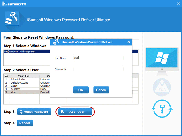 Isumsoft Windows Password Refixer Add User Isumsoft Windows Password Refixer Add User