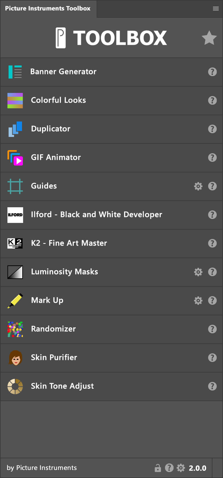 Picture Instruments Toolbox Main Screenshot Picture Instruments Toolbox Main Screenshot