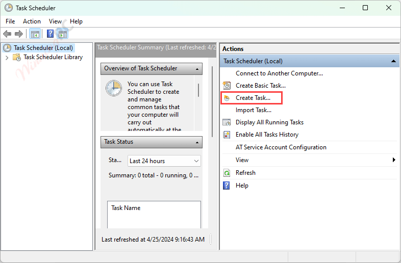Create A Daily Windows Restore Point Open Task Scheduler