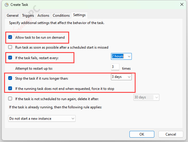 Create A Daily Windows Restore Point Settings