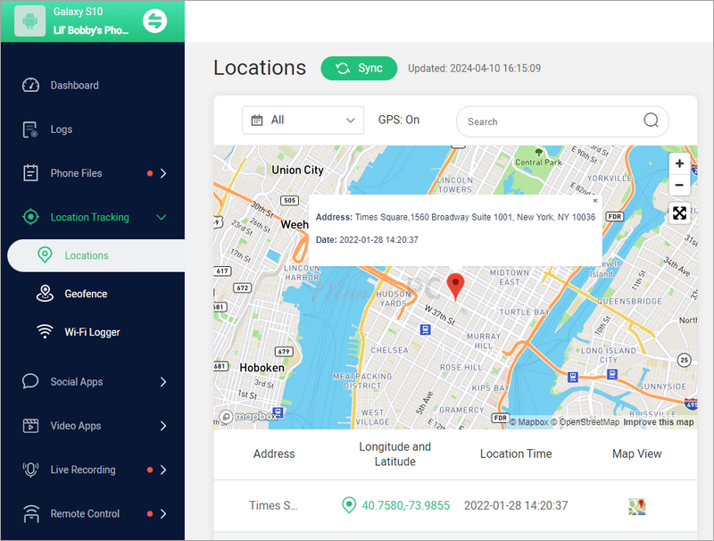 Famiguard Pro For Android Location Tracking Screenshot Famiguard Pro For Android Location Tracking Screenshot