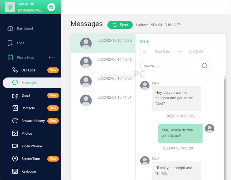 Famiguard Pro For Android Messages Screenshot Famiguard Pro For Android Messages Screenshot