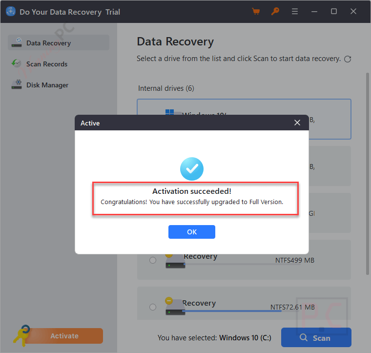 Do Your Data Recovery Professional Activation Succeeded Do Your Data Recovery Professional Activation Succeeded