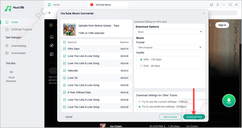 Select Song Musicfab Youtube Music Converter Select Song Musicfab Youtube Music Converter