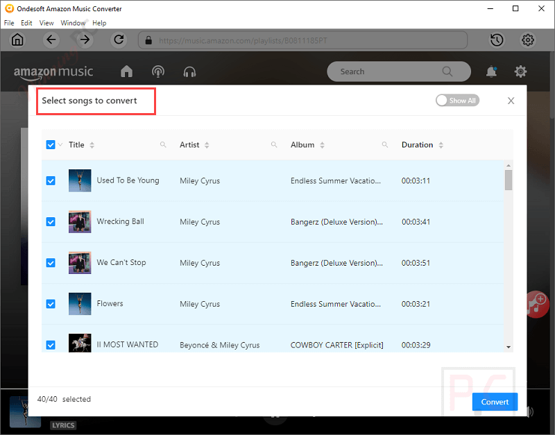 Select Songs Ondesoft Amazon Music Converter Select Songs Ondesoft Amazon Music Converter