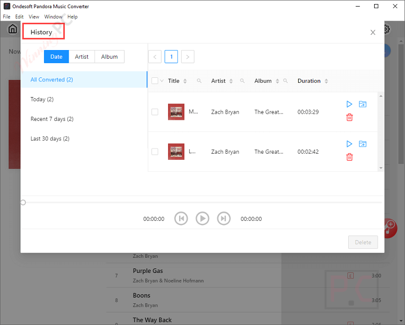 History Ondesoft Pandora Music Converter History Ondesoft Pandora Music Converter