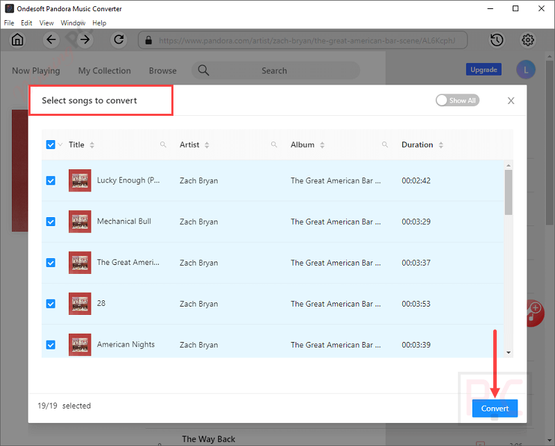 Select Songs Ondesoft Pandora Music Converter Select Songs Ondesoft Pandora Music Converter
