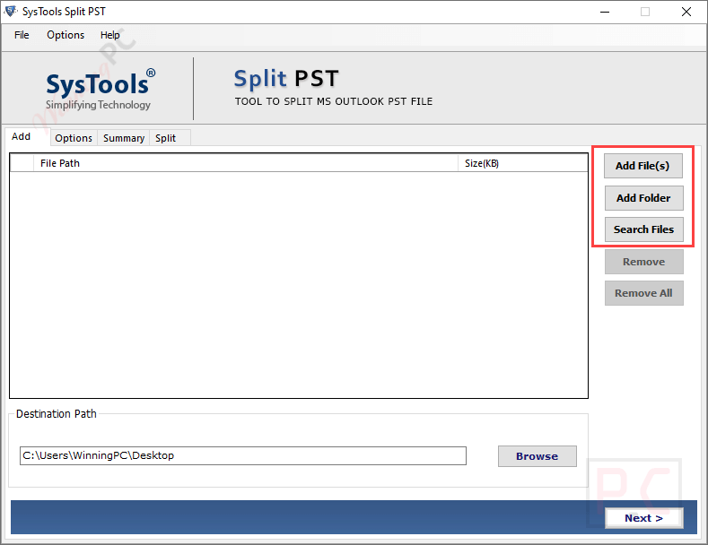 Systools Split Pst Main Screenshot Systools Split Pst Main Screenshot