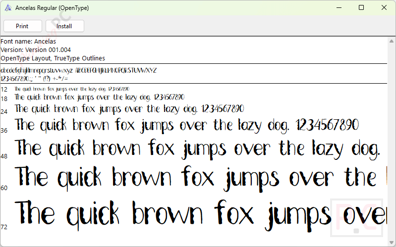 Ancelas Regular Display Fonts