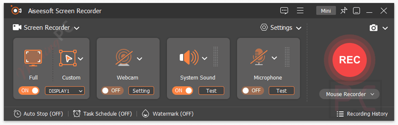 Aiseesoft Screen Recorder Main Screenshot