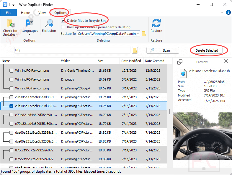 Options Wise Duplicate Finder