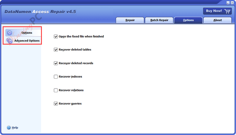 Datanumen Access Repair Options Datanumen Access Repair Options