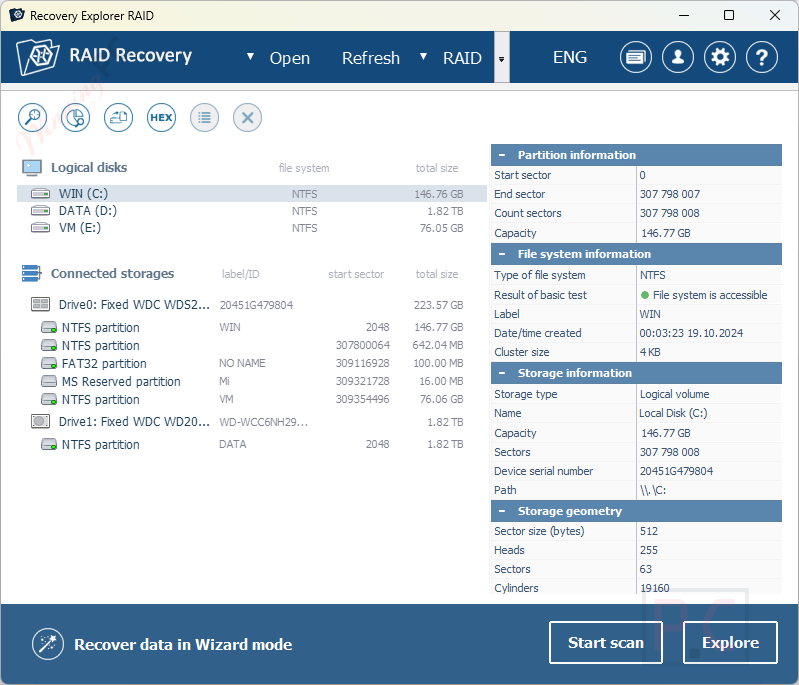 Recovery Explorer Raid Main Screenshot Recovery Explorer Raid Main Screenshot