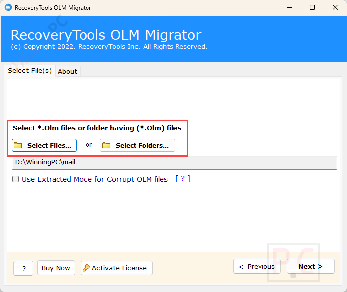 Select Files Recoverytools Olm Migrator Select Files Recoverytools Olm Migrator